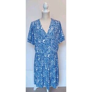 Michael Kors Women's Size XL Royal Blue/White Knee-length Dress w/Elastic Waist